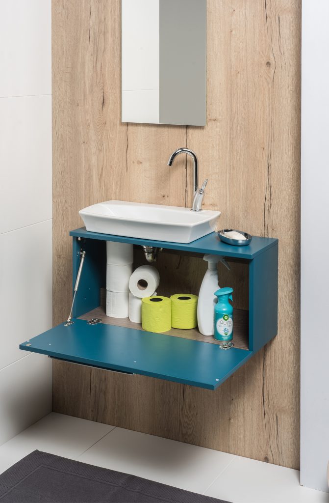 Esquisse Waschtisch-Kabinenversion, Entenblau