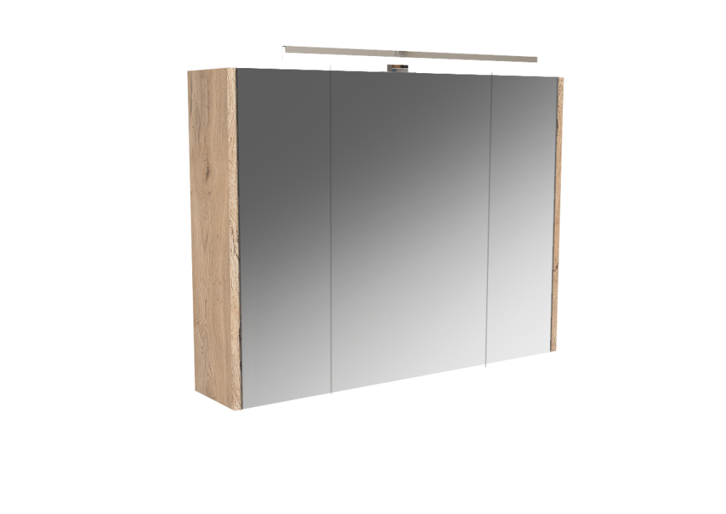 Armoire Courtoisie L80 Chene brut naurel + spot LED Paname L60 Chrome brillant