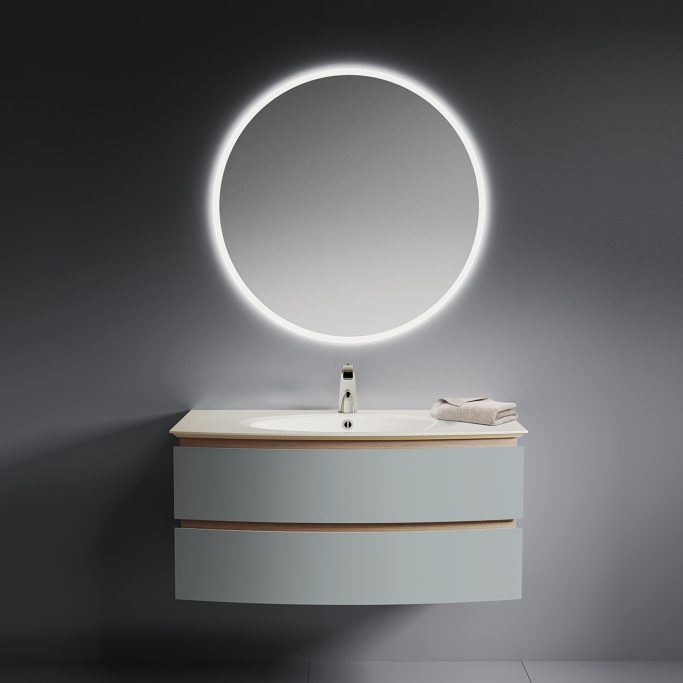 Badezimmerschrank mit integriertem Waschbecke Badezimmerschrank mit integriertem Waschbecke