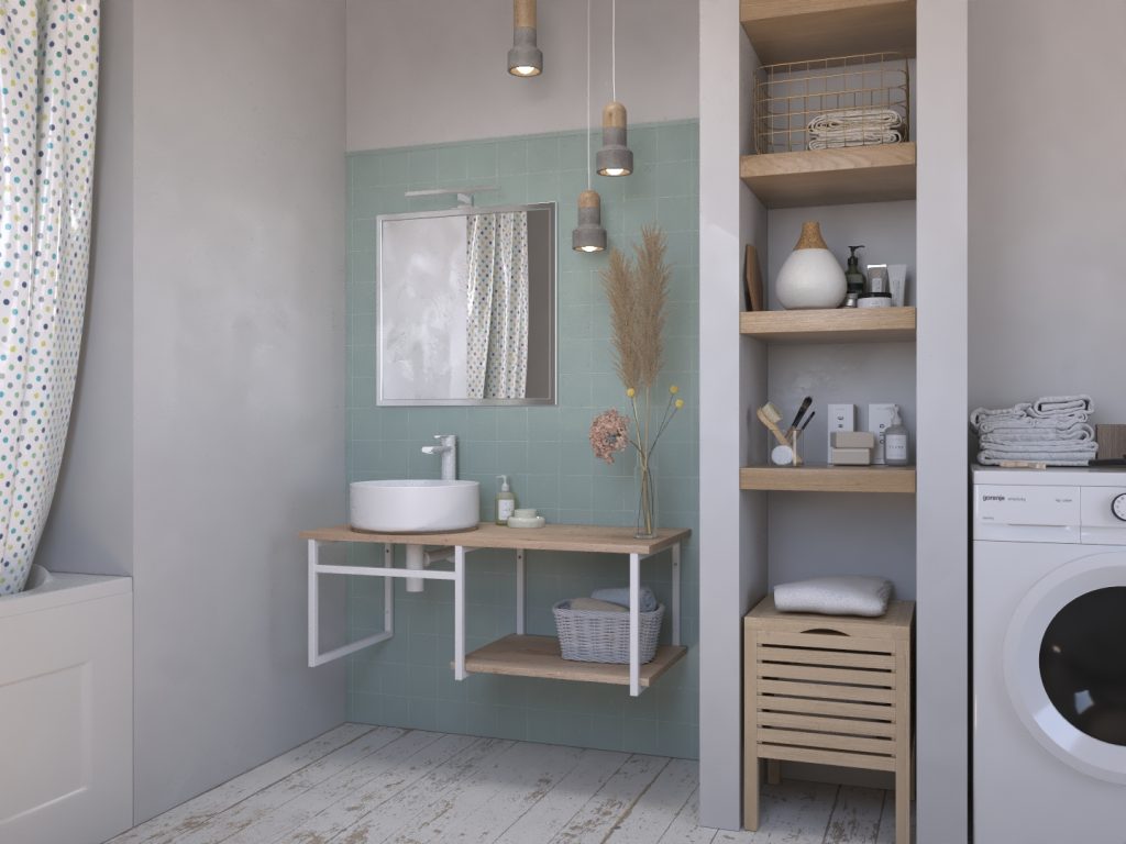 Weißer Konsolen-Badezimmerschrank Atelier