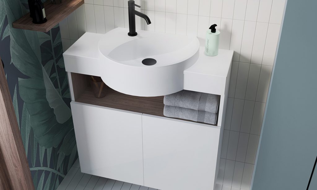Waschtischunterschrank L75 ASTUCE Farbe Weiß