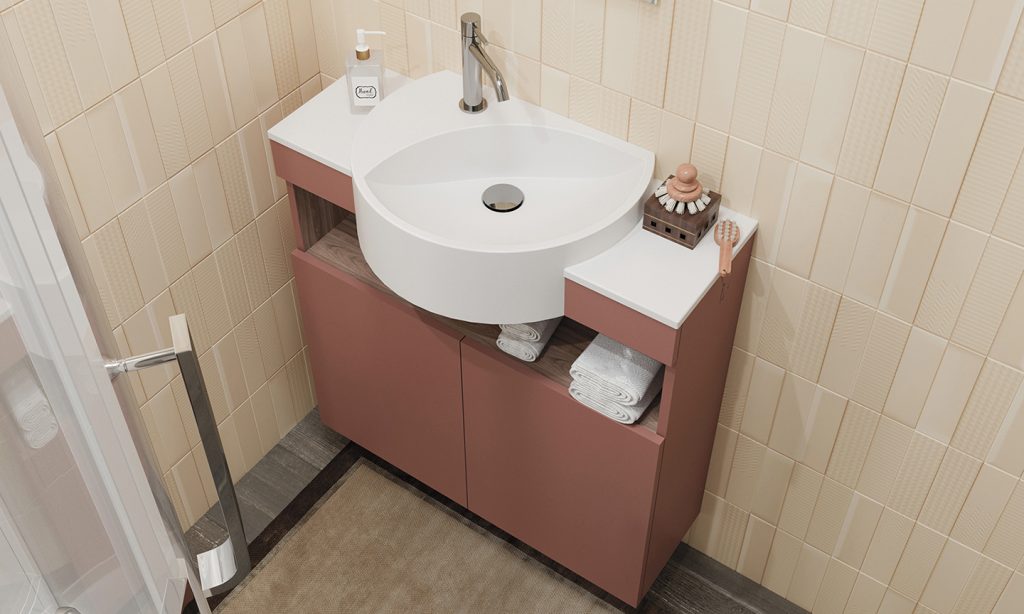 Tip Waschbeckenunterschrank, Terrakotta, 75 cm