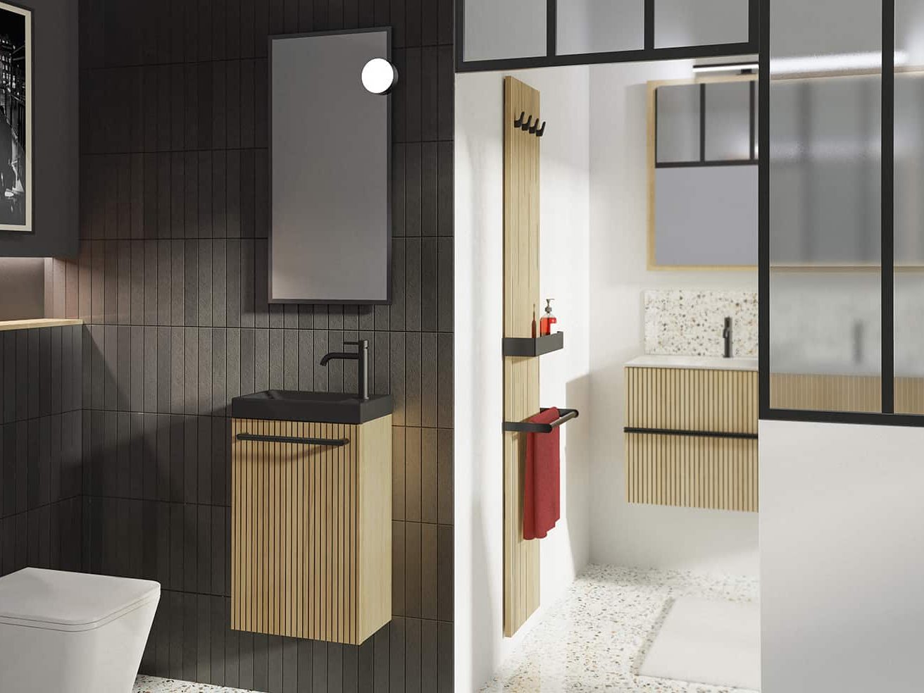 Lave-mains WOODY, placage chêne - DECOTEC