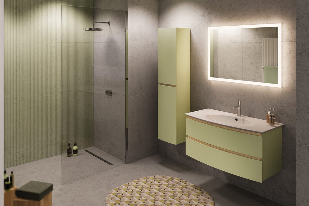 Meuble vasque Bel Ami couleur sauge mat - L124 - DECOTEC