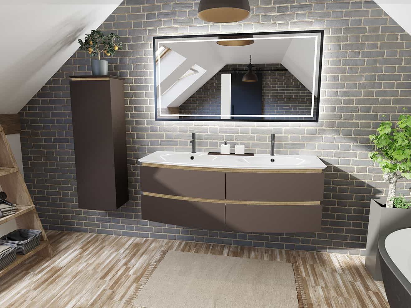 Meuble vasque Bel Ami couleur bronze mat - L145 - DECOTEC