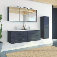 Thumbnail of http://Meuble%20vasque%20BENTO%20L150%204T%20poignee%20Ondine%20-%20armoire%20Courtoisie%20et%20spot%20Paname%20L80%20Noir