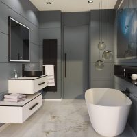 Thumbnail of http://Bento%20L120%20Blanc%20mat%20-%20poignee%20Baguette%20noire%20-%20plan%20compact%20Blanc%20et%20vasque%20Perle%20-%20miroir%20First