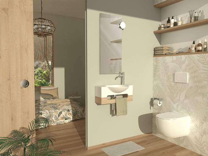 JAPANDI BABY Chêne massif vernis L44 Lave-mains Japandi Baby chêne massif - DECOTEC