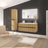 Thumbnail of http://WOODY%20L120%20façade%20Chene%20naturel%20rainuree%20noire%20miroir%20Narcisse%20noir%20-%20Decotec