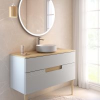 Thumbnail of http://Vibrato%202%20-%20Gris%20perle%20plan%20chêne,%20vasque%20perle,%20pieds%20chêne