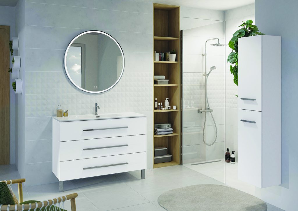 BENTO L120 Blanc mat - poignee Baguette Chrome