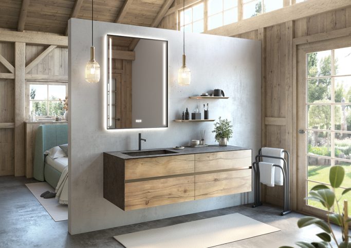 KARMA Chene poutre et Ceram decor Terra Bronze – vasque intégree gauche_sRGB Meuble karma chêne poutre