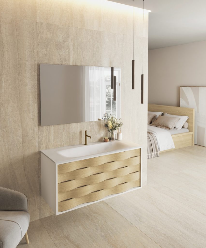 Meuble Vasque Cascade L120, placage chêne